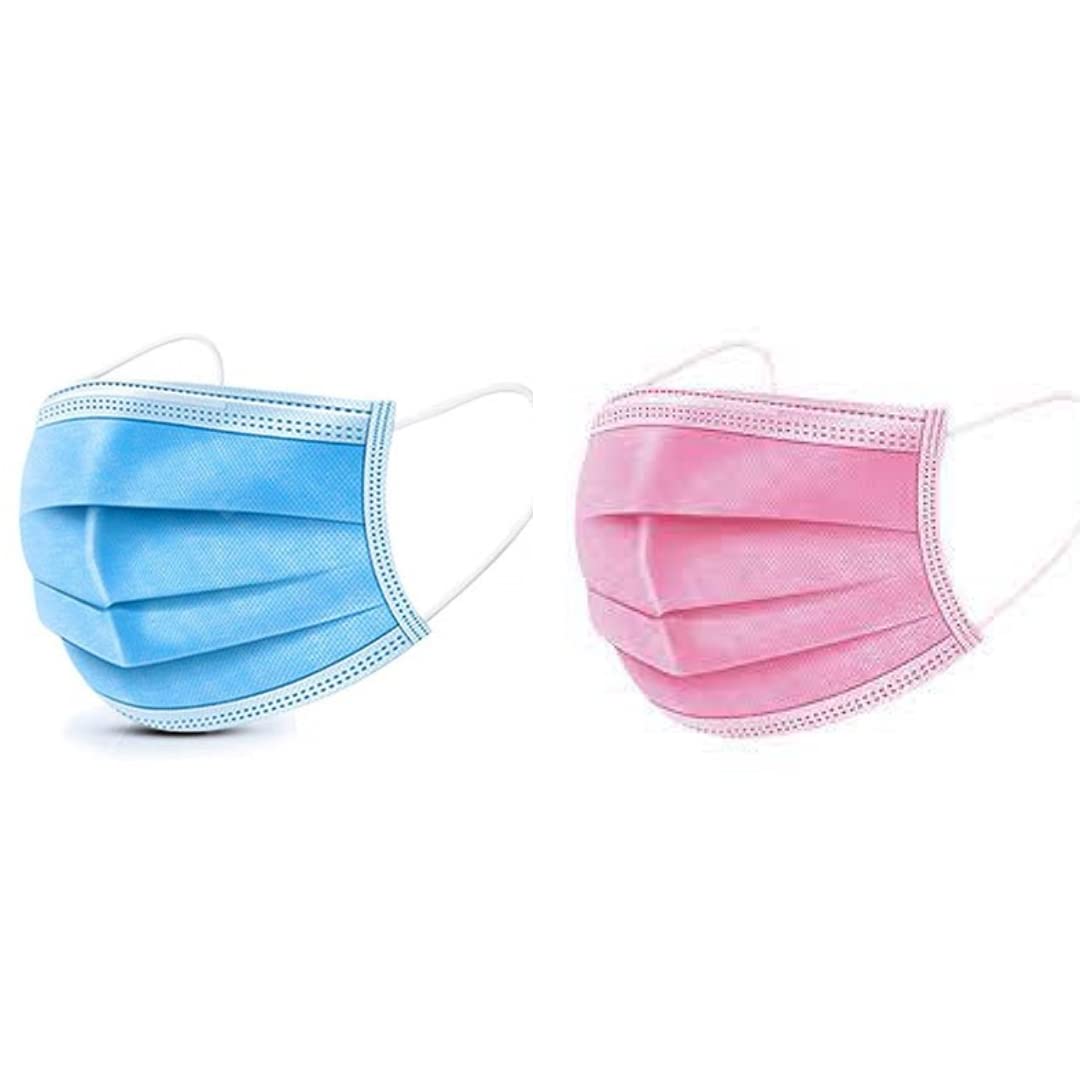 Multicolor Mask WIth Nosepin| 3-ply mask, Ear Loop, Nose Strip, Ultra-soft, Super-breathable,Disposable Face Mask surgical mask with nosepin (Blue,Pink) 50 Pcs each color (Pack of 100) (B09F6C5S7N) Amazon Price History, Amazon Price Tracker