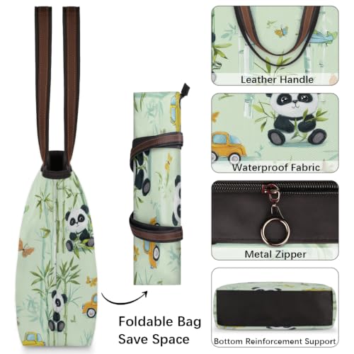 Sac fourre-tout Panda en polyester de grande taille 45x33 cm