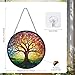 Rngmsi Tree of Life Sun Catchers Stain Glass Window Hanging Indoor, 7.8″ Stained Glass Window Hanging Home Decor, Suncatcher Wall Art Gift for Women Thanksgiving Christmas Housewarming