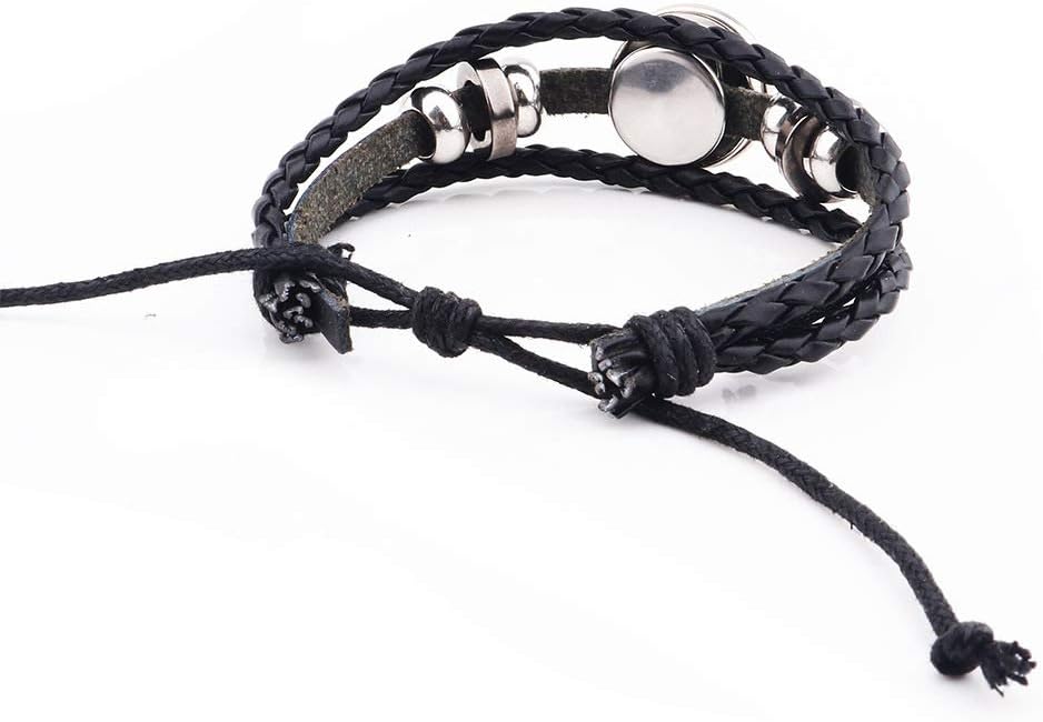 xuzhiyuan Handmade 12 Constellation Braided Leather Bracelet Zodiac Hand Woven Punk Leather Rope Bracelet Adjustable Charm Jewelry for Unisex Valentine's Day - Image 3