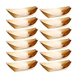 CIYODO Bandejas De Madera De Abedul En Forma De Barco 100 Unidades 2.36X1.96X0.78 Pulgadas Platos Desechables Para Aperitivos Sushi Y Bocadillos En Fiestas Y Eventos Al Aire Libre