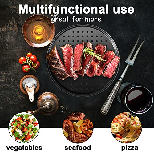 Mobzio Pizza Steel Pan For Oven, Pizza Crisper Pan With Holes 12 Inch, Nonstick Round Pizza Baking Sheet Oven Tray, Perforated Carbon Steel Pizza Bakeware For Home Restaurant Kitchen Baking (12 Inch) #TOP2