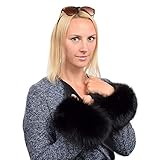 Eleganter Pelzmanschetten aus hochwertigem echtem schwarz Fuchsfell
