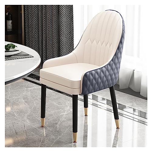 MEHWSUR Modern Dining Chairs Upholstered Faux Leather Accent Chairs with Solid Wood Legs,Vanity Lounge Chairs Armchair Desk Chair Thick Sponge Seat for Living Room (Color : Bianco)