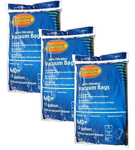 EnviroCare Replacement Vacuum Bags for Modern Day 12 Gallon Central Vacuums 9 Pack