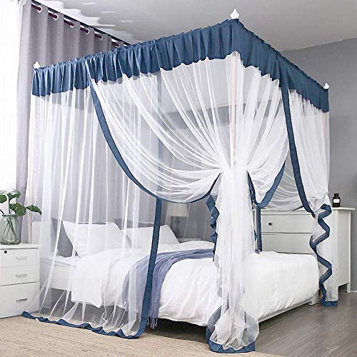 FARMER KING MAT Mosquito Net 4 Corners Post Canopy Bed Curtain for Girls Boys & Adults - 4 Opening - Princess Bedroom Decoration (86