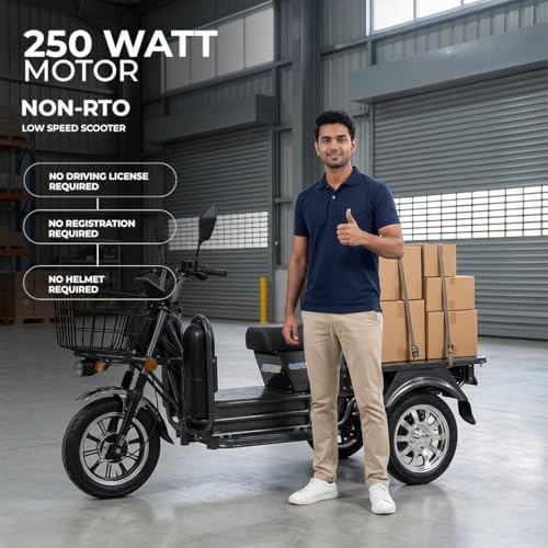 Image of Enfinity Zupiter Neo Low Speed 3 Wheeler Electric Loader Scooter with 60V Lithium-Ion Battery & Charger, 60-70 km Range, 400 kg Weight Capacity, Non-RTO