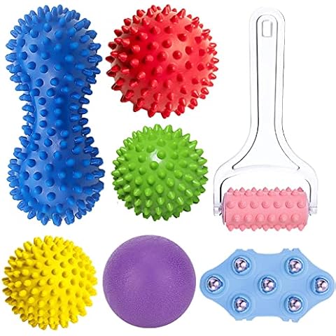 Massagebälle Igelball Set 7-teiliger, Fußmassage Roller, Massagebälle für Plantarfasziitis, Premium Fußmassagegerät erwendet für Muskelmassage von Fuß Cover