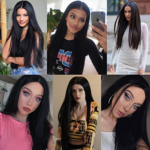 Black Wig for Costume Women 27'' Long Black Wigs for Women Cute Black Straight Wigs for Halloween Costume SL004BK4