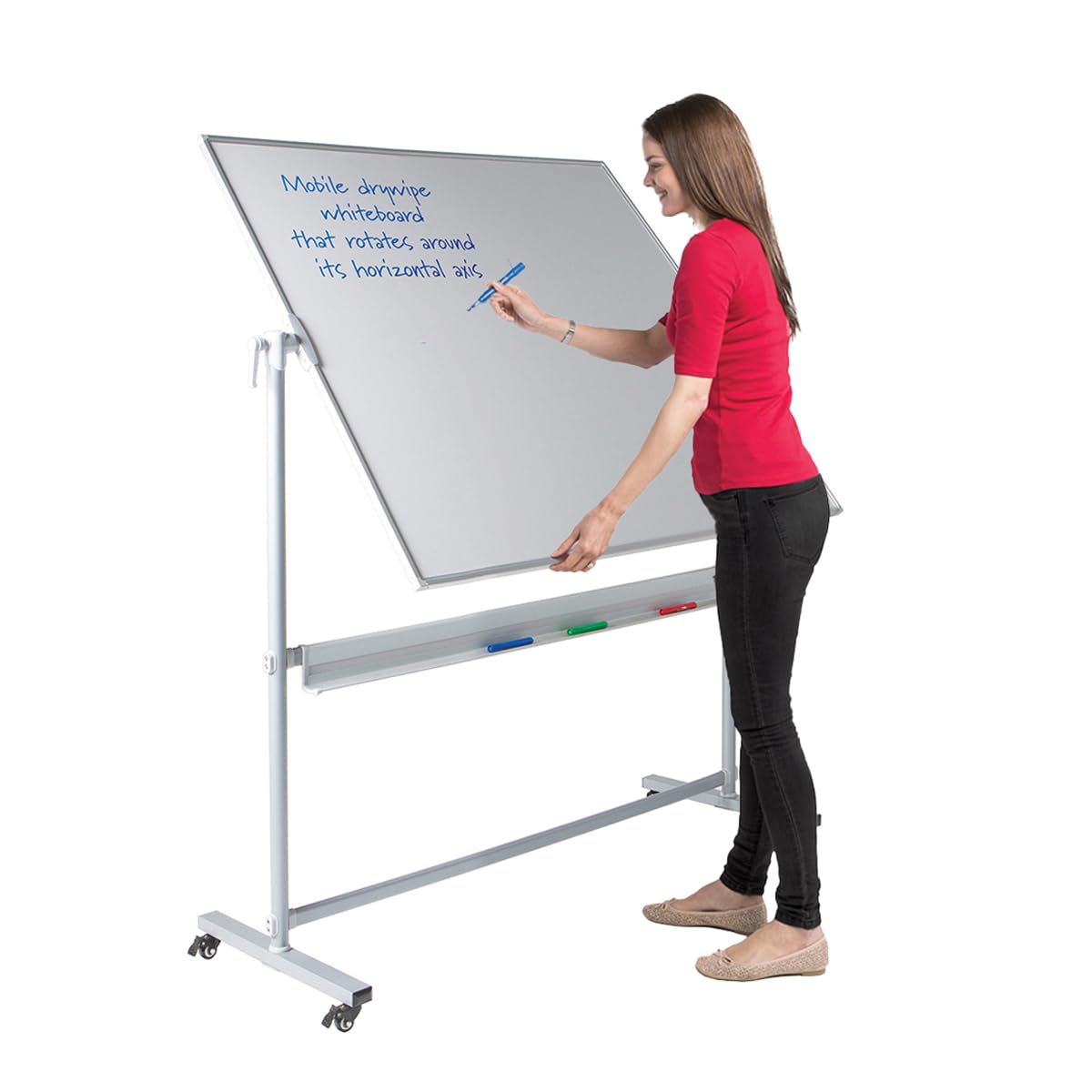 Mobile Magnetic Revolving Whiteboard | 1200 x 1200 mm | Double-Sided Dry-Wipe Surface with Steel Frame | 5 Size Options - Ideal for Offiice, School, Presentation
