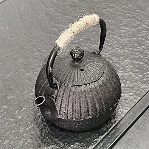 Tetera de hierro fundido de 500 ml negra con fabricante de té 5