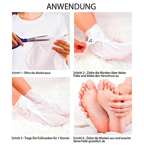 FLUXC® Happyfeet FootMask Voetmasker voor het verwijderen van eelt, met aloë vera, eeltverwijderaar, voetpeeling masker… - Afbeelding 6