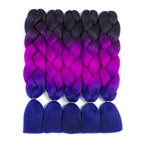 Ameli Kanekalon Braiding Hair Synthetic Hair Extensions Ombre Twist Braids Hair High Temperature Hair Extensions (100g/Pc 24" 5Pcs/Lot)