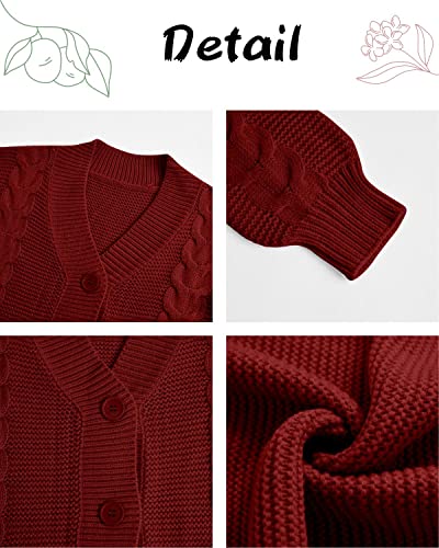 Image of Apbondy Girls Cable Knit Cardigans Button Down Long Sleeve Chunky Sweater Outerwear