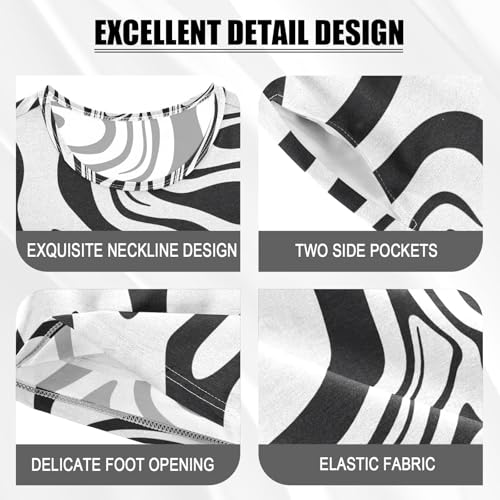 ALAZA Black White Zebra Print Striped Pajamas Set Short Sleeve Cotton Sleepwear Summer Pjs 2 Piece 5-14Y4