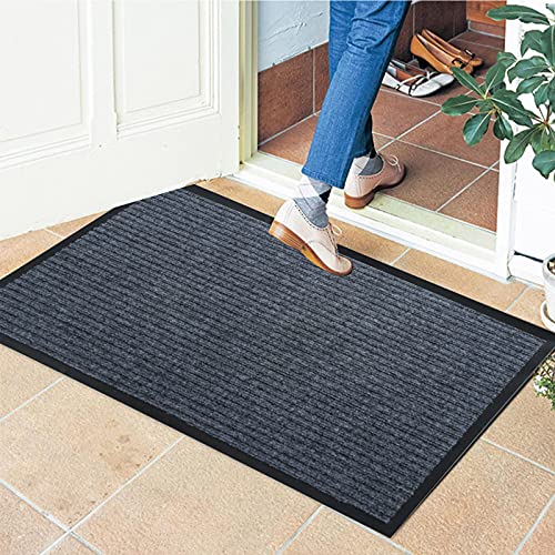 Tapis d'extérieur en caoutchouc lavable rouge vin moderne robuste - 3