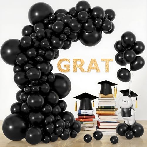 Ouddy Life 164Pcs Black Balloons Different Sizes 18" 12" 10" 5" - Matte Black Latex Balloon Garland Arch Kit for Halloween Birthday Party Wedding Bridal Baby Shower Anniversary Graduation Decorations - Image 7