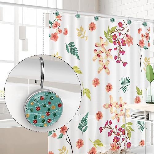 Crochets de rideau de douche ronds antirouille avec anneaux en verre cristal effet visuel 3D - 5