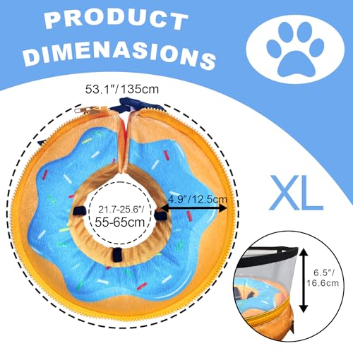 Image of Inflatable Dog Cone Collar, Soft Dog Cone After Surgery, for M M+ L XL Dogs, with Detachable Anti Licking Shield and Inflator, 2 in 1 Adjustable Alternative, Does Not Block Vision, XL