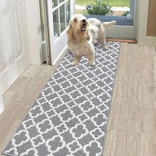 SHACOS Hallway Runner Rug 50 x 150 cm Non Slip Narrow Hall Runner Kitchen Rugs Carpet Runner for Hallway Kitchen Entryway Laundry Room, Grey