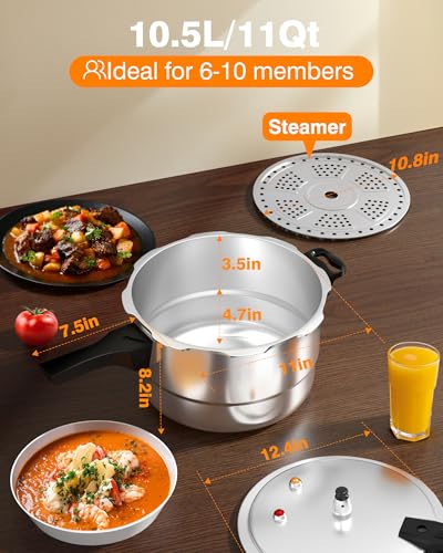 image for WantJoin 11Qt Aluminum Pressure Cooker w/Release Valve & Multiple Prot