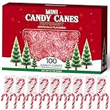 Mini Candy Cane Individually Wrapped 100 Pack - Small Peppermint Candy Canes Red & White Christmas Candy For Holiday Gifts, Stocking Fillers, Party Favors & Decorations