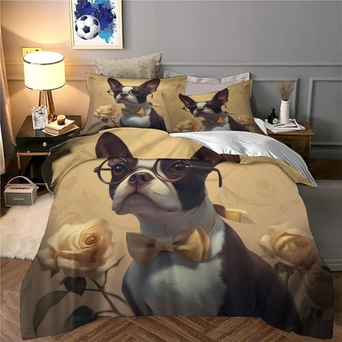 Parure de lit Boston Terrier ultra douce à fermeture éclair
