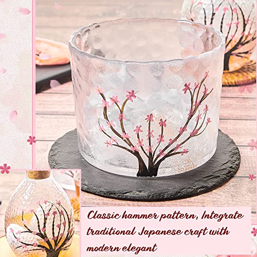 6 Pieces Japanese Sake Set For 4 Pink Cherry Blossoms Sake Bottle Cup Set, Including Sake Bottle Sake Tank And 4 Sake Cups For Cold Hot Warm Sake Carafe, Japanese Gifts Set #TOP6