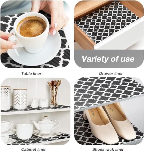 Image of Ash & Roh Multipurpose Anti-Slip Plastic Washable Liner for Bathrrom, Kitchen, Fridge Mat and Drawer Mats (Black Window, 45X100)
