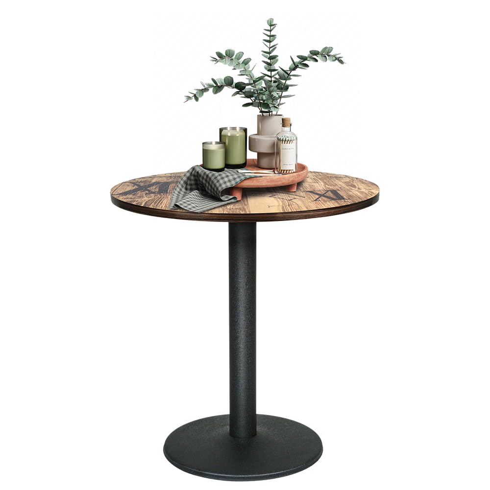Table Ronde de Salle à Manger, 75 cm Table Ronde Bois, Style Moderne, pour Restaurant, Bistrot, Maison (Impression numérique Couleur Bois, 70x70x75CM)