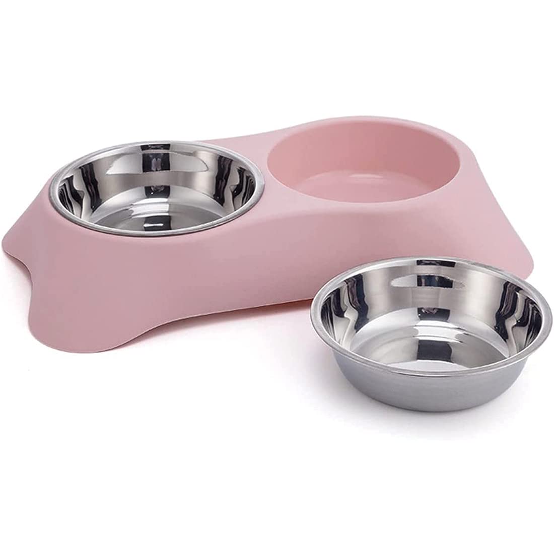 QWR Stainless Steel Dog Bowls | Double Cat Bowl for Dry and Wet Food Rust Proof Dog Bowl for Small Dogs Puppies and Cats Durable Dog Bowls with Plastic Stand Easy to Clean Safe for Pets