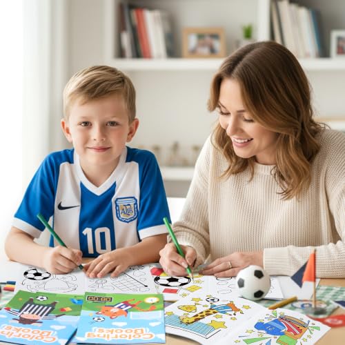 Image of Bulk Soccer Coloring Books, 96Pcs Mini Drawing Booklet for Kids | Sports Ball Theme DIY Art Coloring Book for Toddlers Toddlers Holiday Birthday Party Goodie Bags Stuffer Classroom Crafts Art