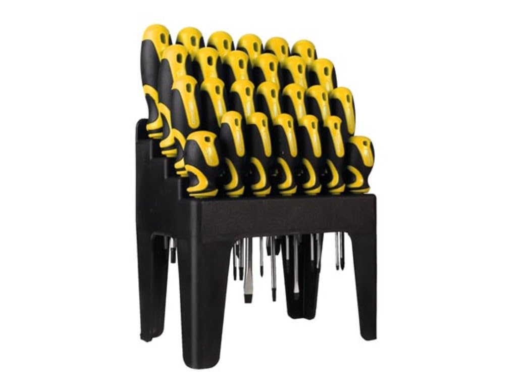 Toolland Juego de destornilladores, 26 piezas, con soporte, punta magnética, mango ergonómico antideslizante soft grip, diseño ergonómico, mango antideslizante, acero al cromo vanadio