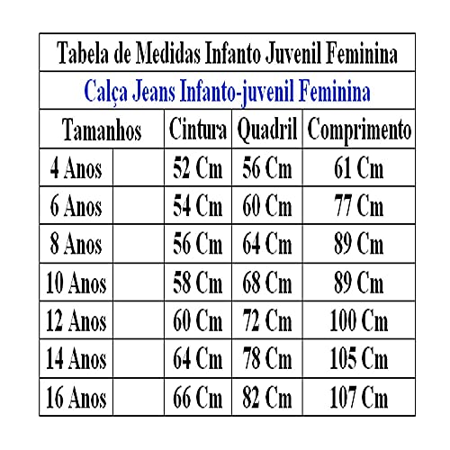 Calça Skinny Feminina Jeans Infanto Juvenil de 4 a 16 Anos C