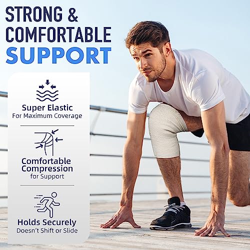 Lotfancy Cotton Elastic Bandage (3 Inches Wide X 15 Feet) With Hook-And-Loop Closure On Both Ends, 4Pcs Elastic Compression Wrap For Injury Recovery, First Aid #TOP5