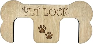 French Door Lock for Pets – Wooden Dog Bone Door Lock for Double French Doors – Prevent Pets from Opening Doors – No Hardware or Tools Required