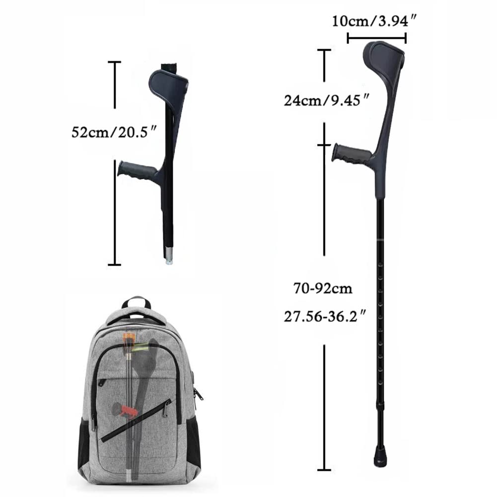 Muletas para Antebrazos, Muletas Plegables para Adultos, Muletas Ortopedicas Caminar para Niños (Color : Zwart, Size : 2COUNTS)