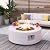 ECOTOUGE Round Gas Fire Pit, 30 Inch Outdoor Propane Firepit Table, Steel Fire Table w/50,000 BTU Auto-Ignition, Weather-Resistant Pit Cover, Lava Rocks, No Tank Holder, White