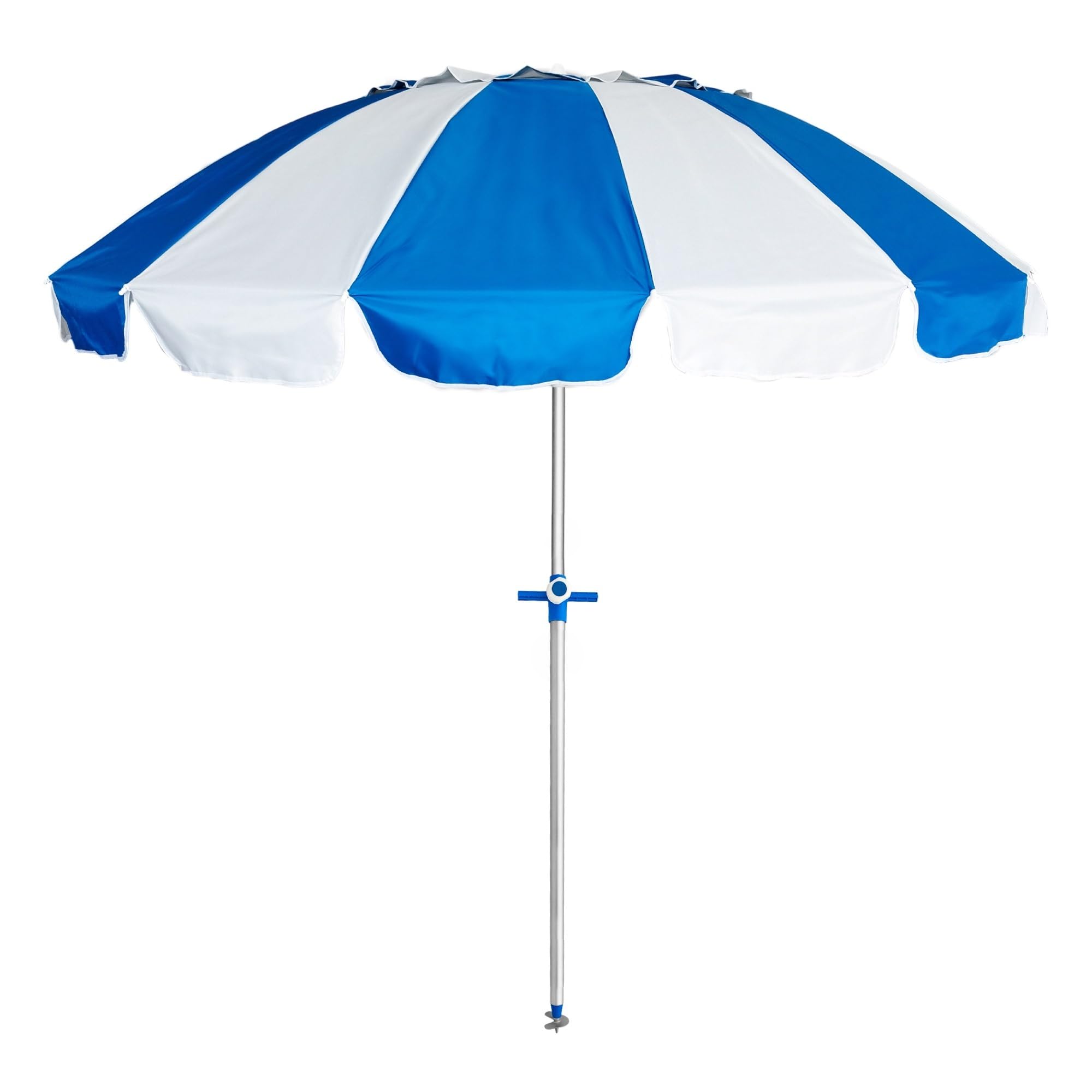 PINCHO Parasol Plage Anti UV 240 cm Inclinable avec Sac de Transport, Toile Oxford, Aluminium Léger, 16 Baleines Fibre de Verre, Piquet d’Ancrage, Fenêtre de Ventilation, Protection Solaire UV50