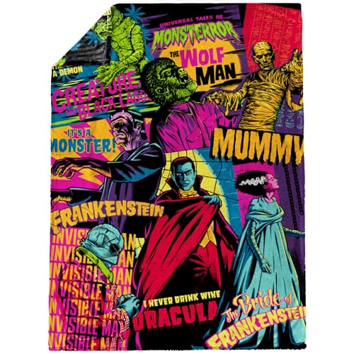 Jay Franco Universal Monsters Mashup Plush Throw Blanket - Measures 50 X 70 Inches, Super Soft Lightweight Bedding With Frankenstein thumb #1