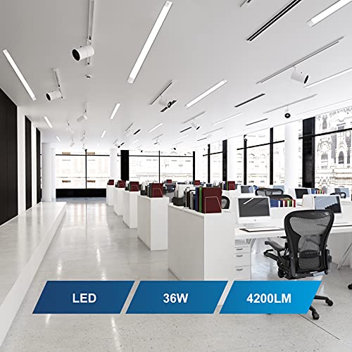 Image of 4ft Plug in Ceiling Lights, IP66 Waterproof 36W Tube Light with NO /Off Switch, 4000LM LED Shop Light, 5000K LED Lights for Kitchen, Bathroom, Garage, Vanity