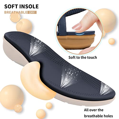 Image of Littleplum Womens Sandals Comfort Arch Support Sandals Summer Walking Shoes Casual Ankle Elastic Flip Flops Shoes