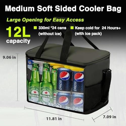 Image of Backpack Cooler Insulated Leakproof, Soft Cooler for Outdoor Camping Hiking | 7.5x13x18in, leakproof liner, waterproof oxford, multi pockets, wine opener, for camping hiking picnic fishing