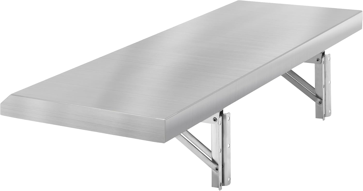 Toriexon Folding Concession Shelf 48" x 12”, Drop Down Concession Serving Window, Stainless Steel Shelf Serving Food Shelf for Windows 48" x 12"