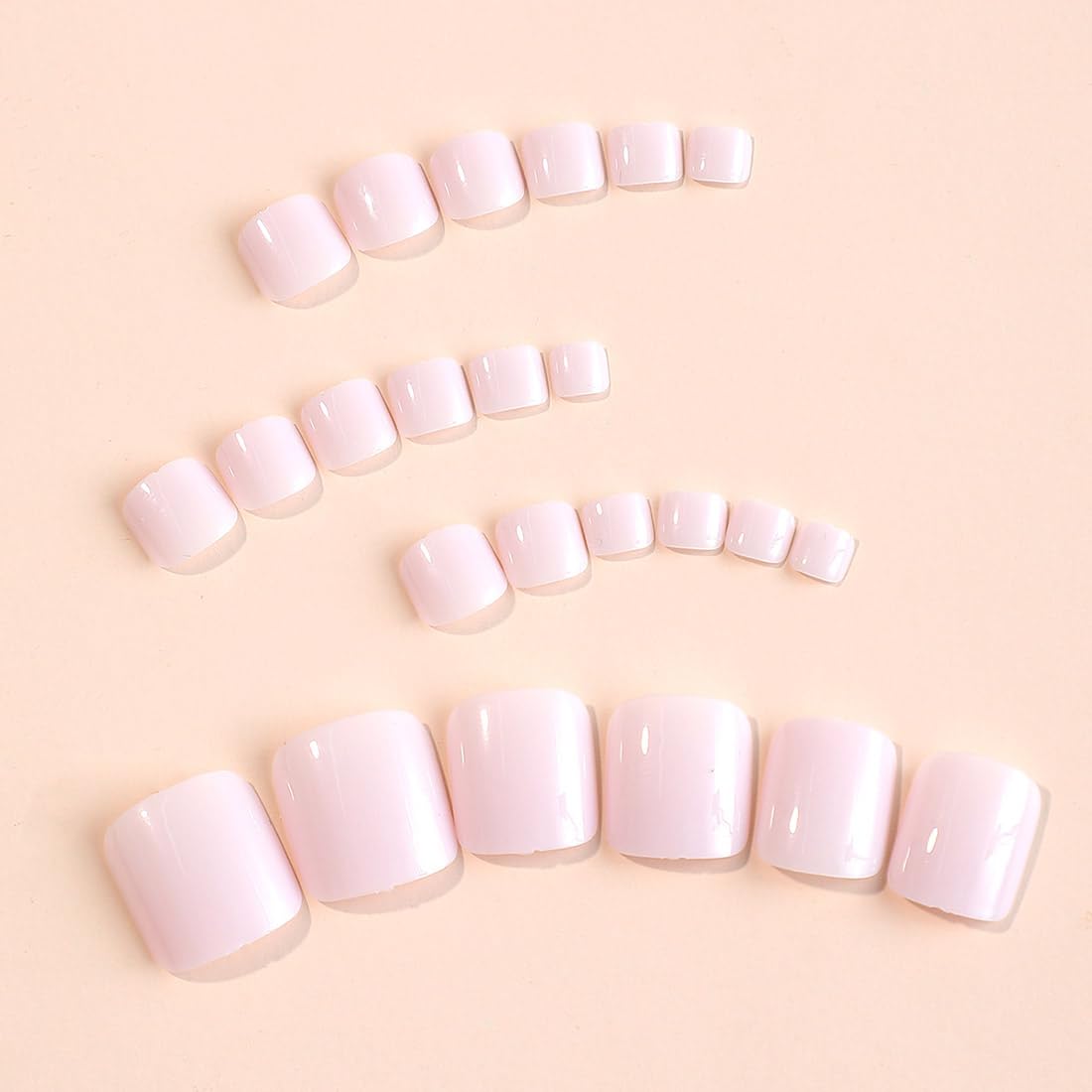Cubahop 24pcs Short Pink Fake Toenails Square Glossy False Toe Nails Full Cover Acrylic Press on ToeNails for Women and Girls - Image 2