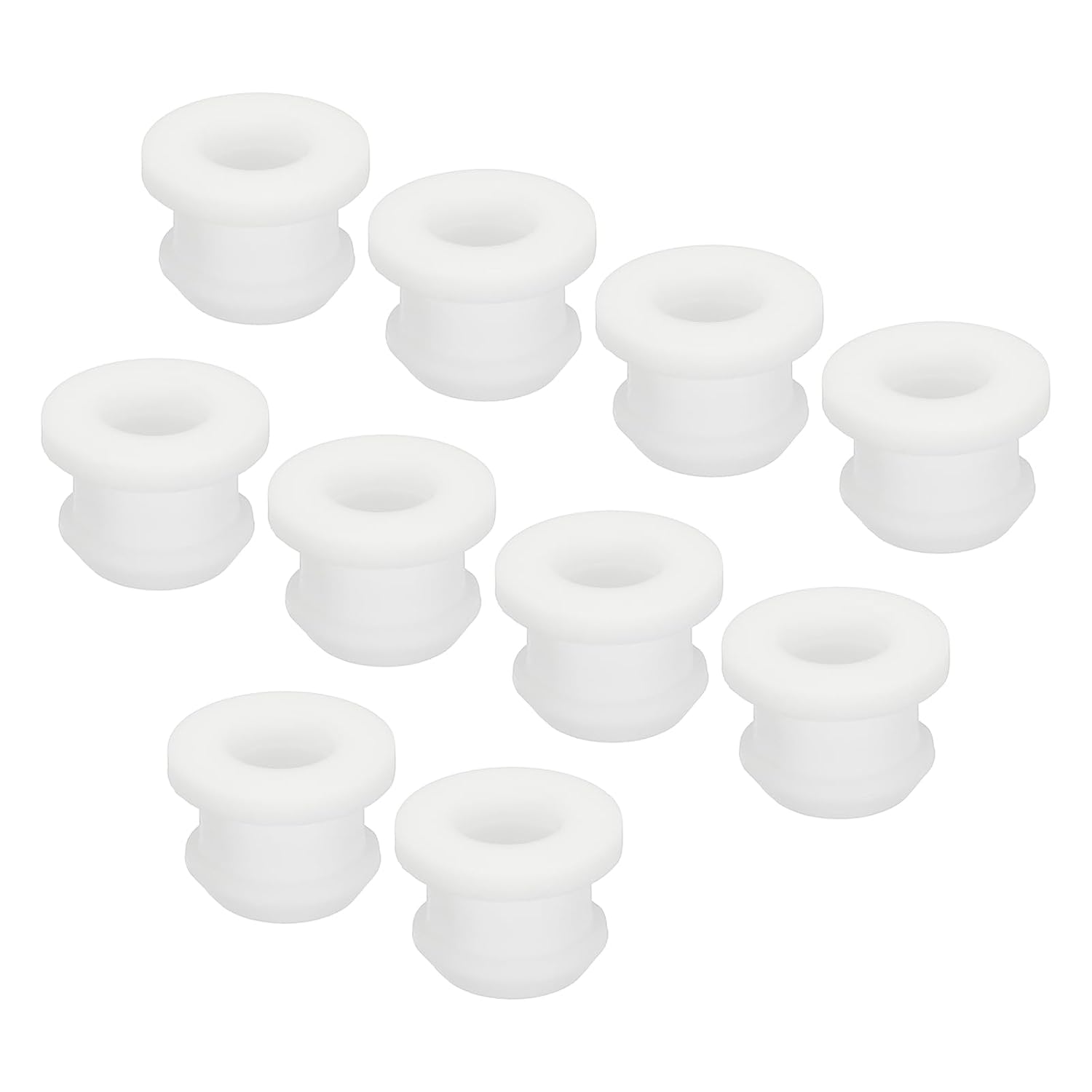 MECCANIXITY 30Pcs Snap Rubber Grommet Plug Mount Dia 10mm ID 7mm Seal Anti-Scratch for Electrical Box Cable Pipe White