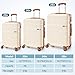Hoteel luggage sets 3 piece (4-YEAR WARRANTY), 20 24 28in Suitcase PC+ABS Hard shell Durable Spinner Wheels TSA Lock Large Capacity for Adult Child Carry-on and Checked Rolling Suit Case, Beige