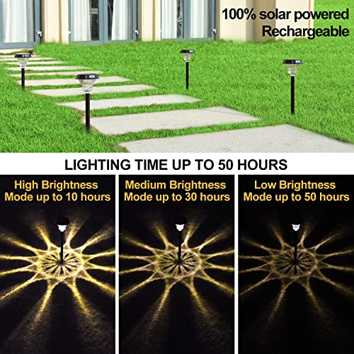 50 Lumen Bright Solar Lights Outdoor Waterproof, W+Rgb Solar Outdoor Lights Decorative With Remote Control Button Control Solar Garden Lights 4Pack Color Changing Solar Pathway Lights Solar Powered #TOP5