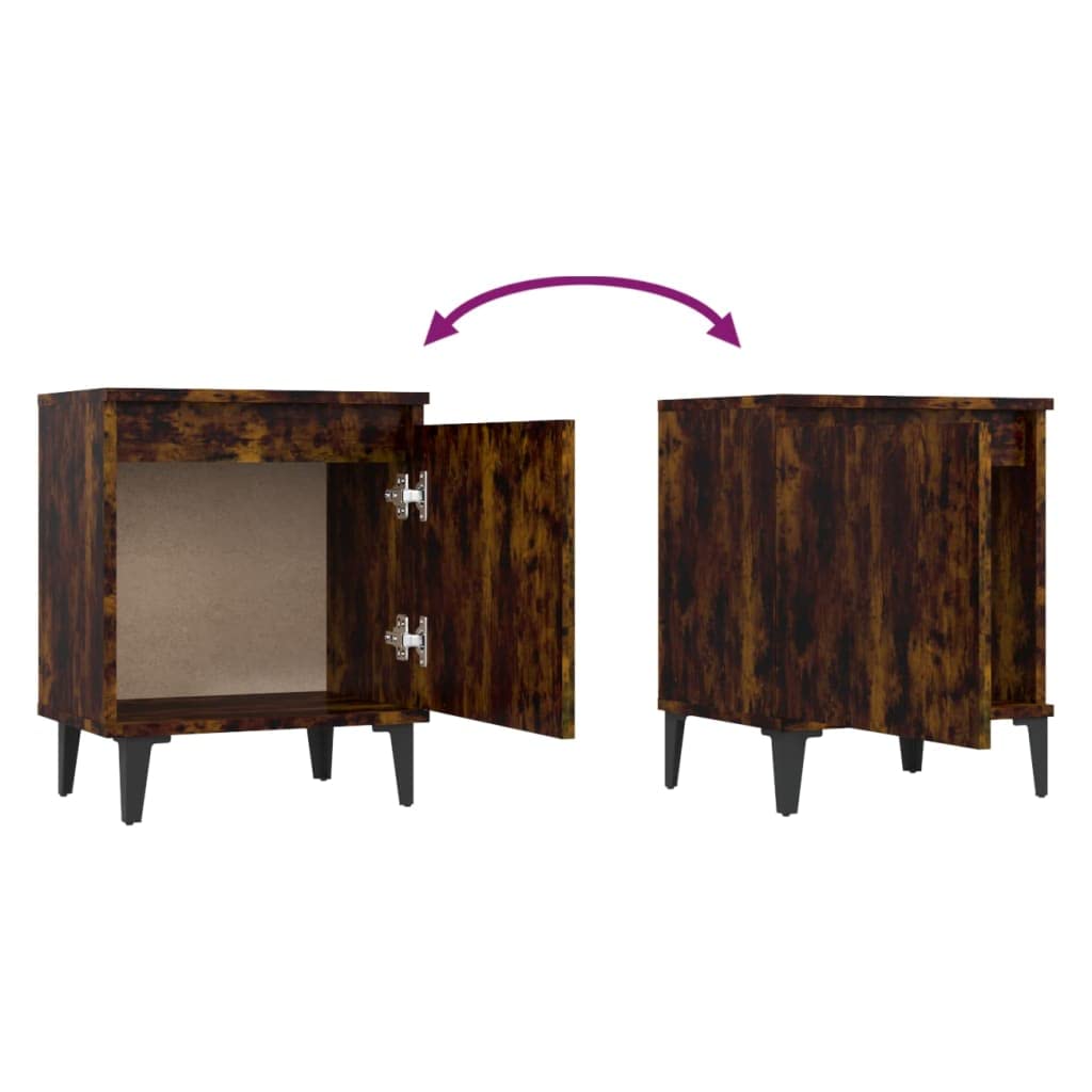 Comodino Piccolo Stretto,Comodino Strettocomodino Con Gambe In Metallo Rovere Fumo 40x30x50 Per Ufficio, Camera Da Letto, Soggiorno, Studio, Corridoio