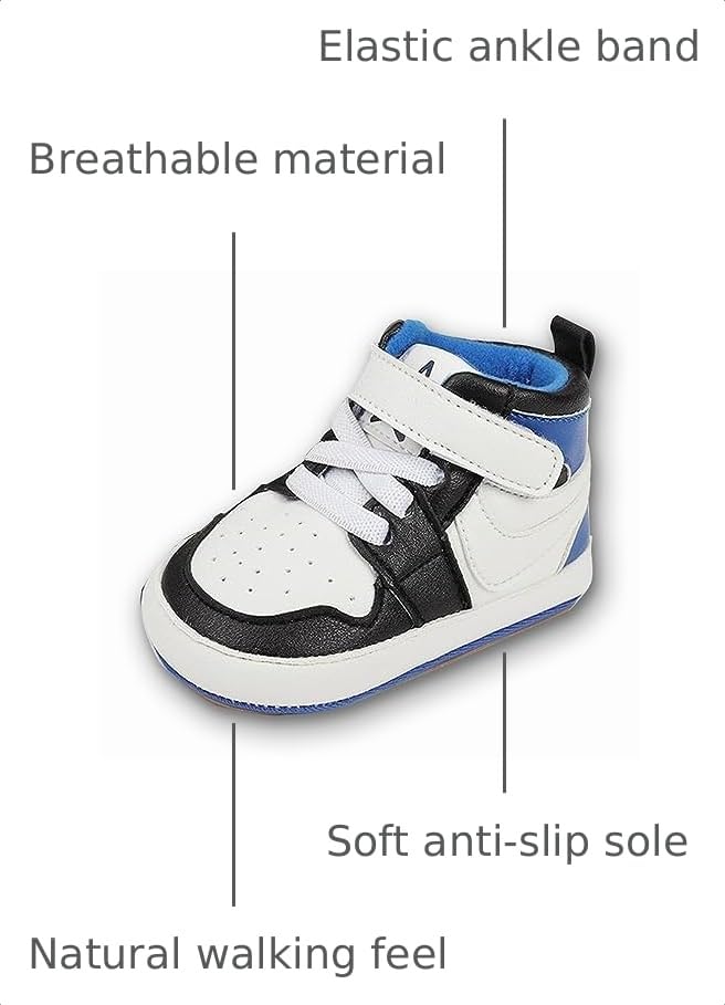 Image of Clowora Unsex Baby Shoes Boys Girls Infant Sneakers Non-Slip Soft Rubber Sole Toddler Crib First Walker Lightweight Shoes